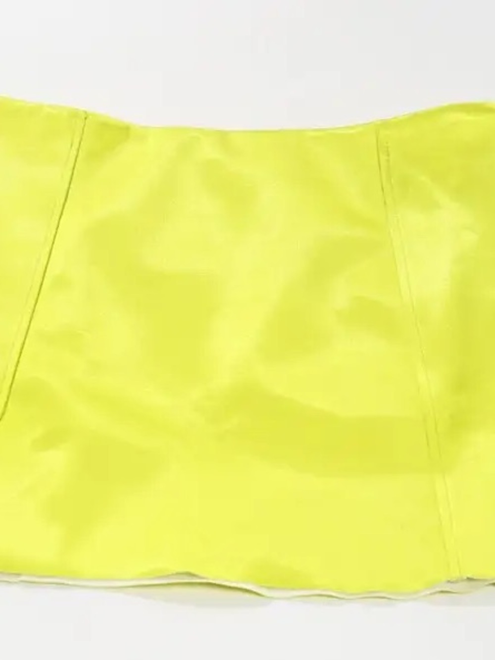 ASOS DESIGN Bonded Satin Mini Skirt Chartreuse Lime Neon Yellow Green Brat - Picture 7 of 14